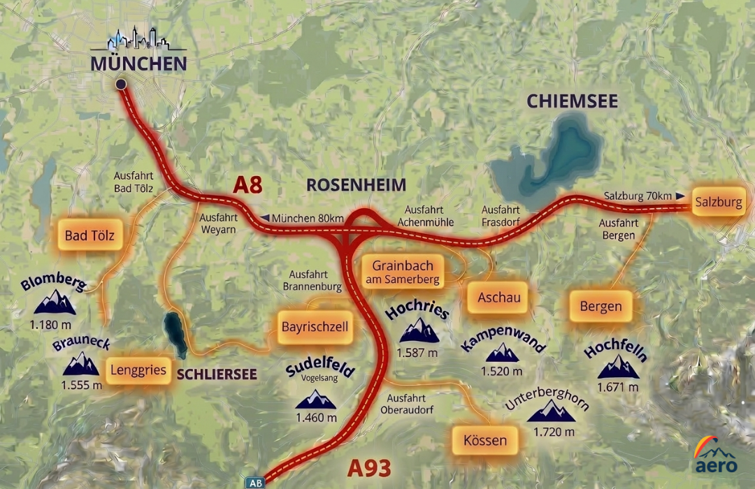 Gleitschirm Tandemflug Fluggebiete im Chiemgau und Bayern