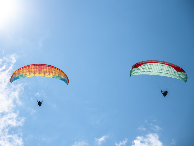Tandemgleitschirmflug, zu zweit, zu zweit, Chiemsee, Bayern,